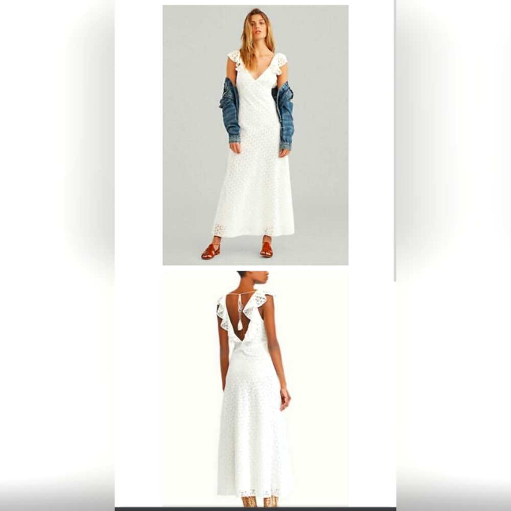 Polo white eyelet fit and flare dress.